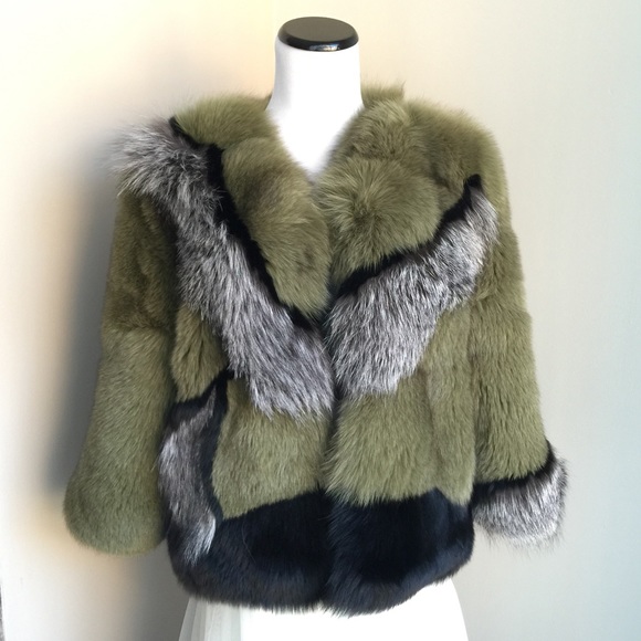 Gorgeous Fox Fur color block coat S fits like M - Picture 3 of 7