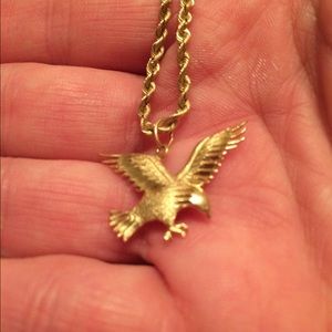 14 kt Gold Rope Chain with 14 kt Gold Eagle