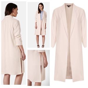 TopShop Side Slit Satin Coat : NUDE