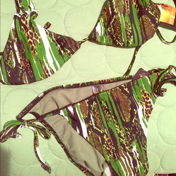 Fierce jade green and animal print bathing suit!!!