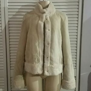 Off white leather shearling jacket