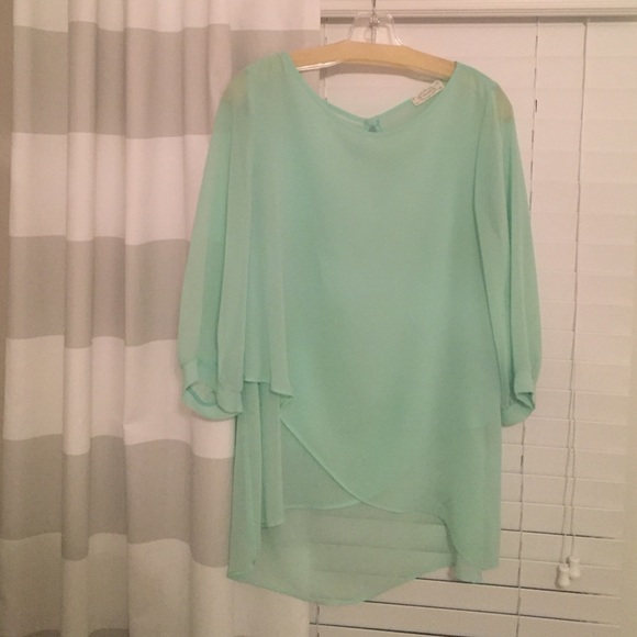 Seafoam Semi-Sheer Blouse - M