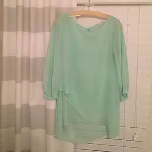 Seafoam Semi-Sheer Blouse - M