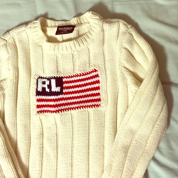 White knit America Flag Sweater