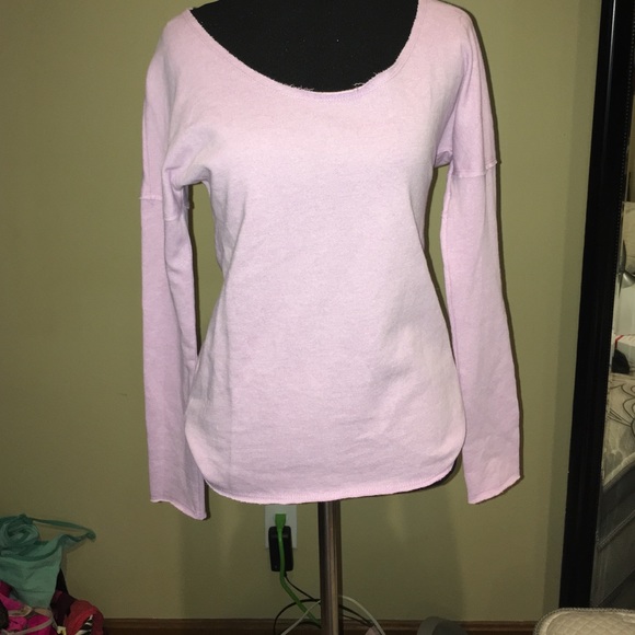 Lilac colored long sleeve blouse lace back