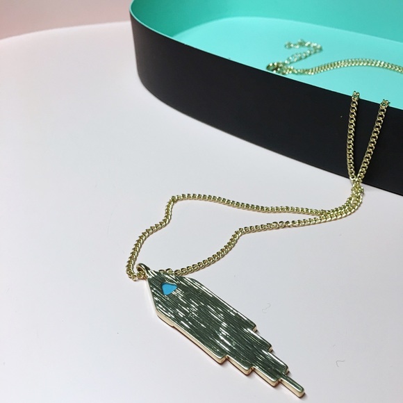 Turquoise triangle textured necklace - Picture 2 of 4