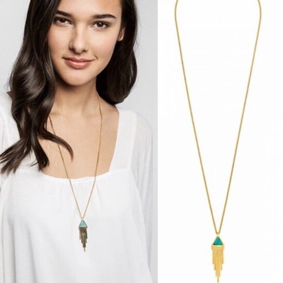 Turquoise triangle textured necklace - Picture 3 of 4