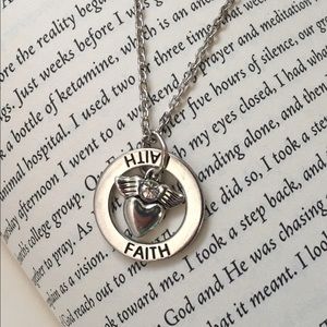Handmade Faith Circle Heart Wing Necklace
