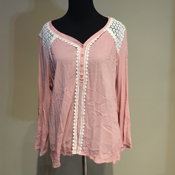 Pink lace back blouse