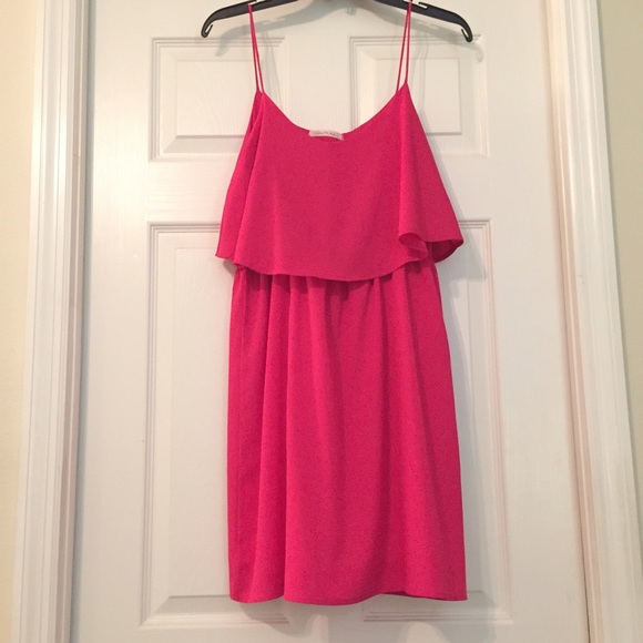 ❌SOLD❌Pink spaghetti strap layered dress Sz L