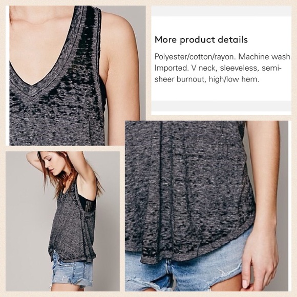 NEW!  Free People Breezy burnout tank in grey - Picture 2 of 4