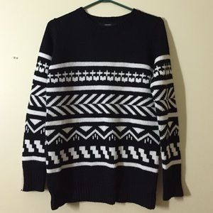 Black and White Patterned Forever 21 Sweater