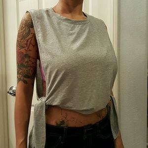 Mink Pink silver sleeveless crop top