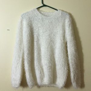 White Eyelash Sweater