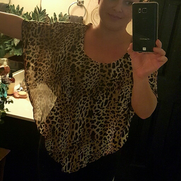 New Leppard  print sheer blouse