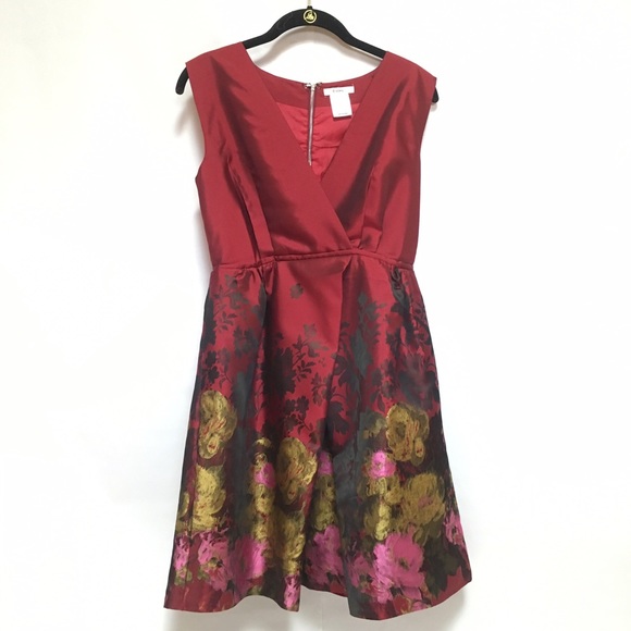Damask Woven Floral Overlap Dress - Picture 3 of 4