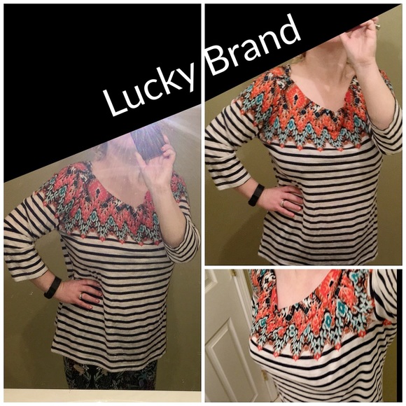 Lucky Brand Striped & Flower Top