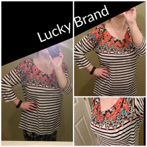 Lucky Brand Striped & Flower Top