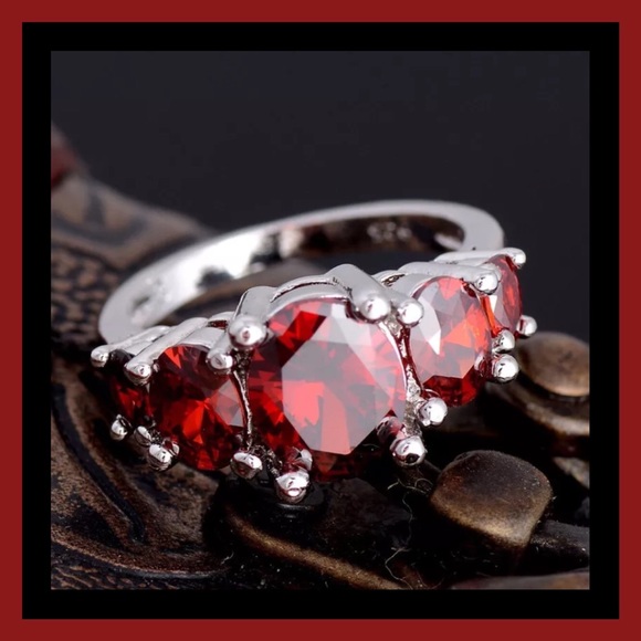 Beautiful Sterling Silver Red Ruby Ring - image 1