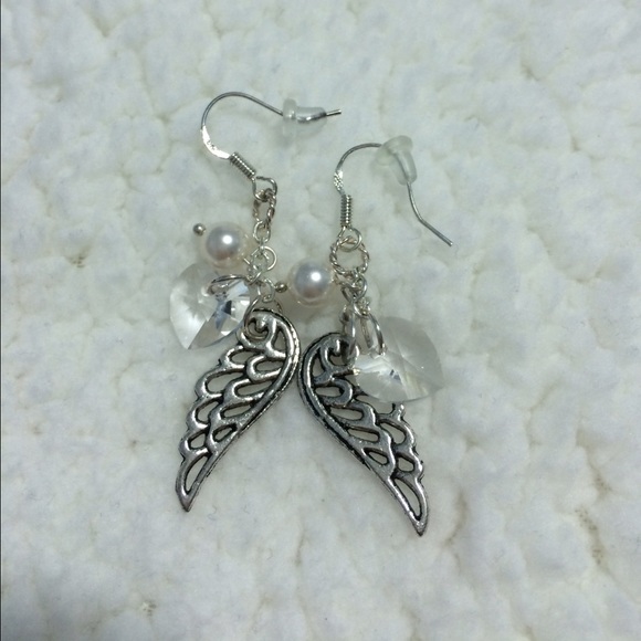 Swarvorski beads angel wings dangle earrings