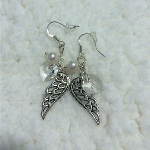 Swarvorski beads angel wings dangle earrings
