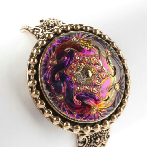 Amy Kahn Russell Czech Button Bronze cuff