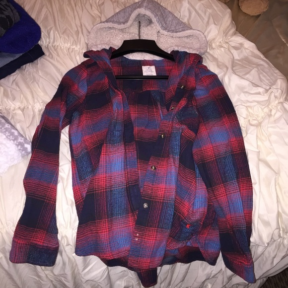 American Eagle Flannel Hoodie