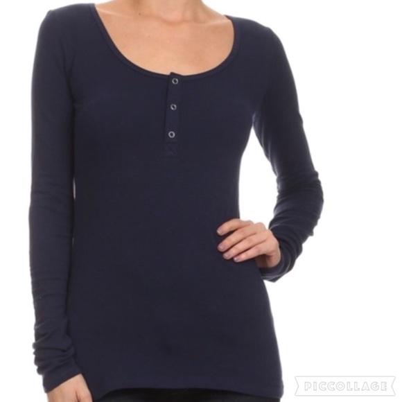 🔺Must Bundle🔺 Long Sleeve Henley Top - Picture 3 of 3