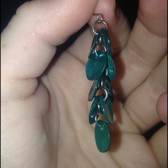 Turquoise dangling shell earrings