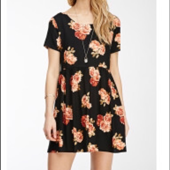 🚫SOLD🚫 ROSE PRINT BABYDOLL DRESS - Picture 1 of 4