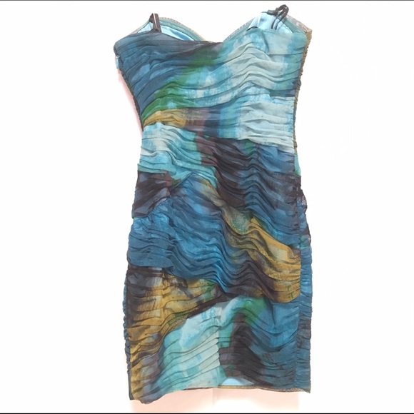 BCBGMAXAZRIA Strapless Stretch Mesh Dress - Picture 4 of 4