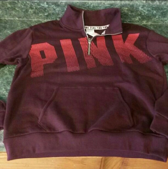 VS Pink Maroon Half Zip NWT sz M