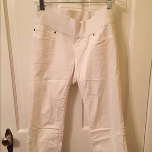 GAP Maternity White Denim Cropped Pants