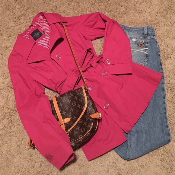 Classy pink trench coat.