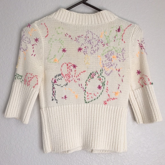 Cream Colored Multi-Colored Stitch Sweater - Picture 2 of 4