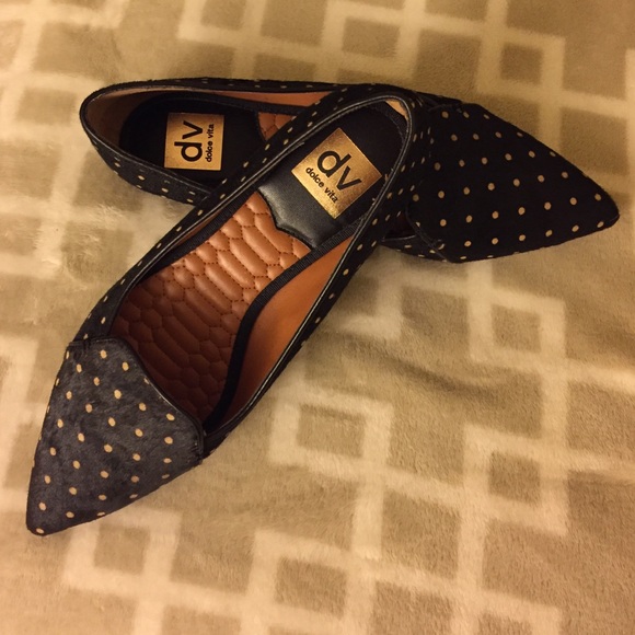Dolce Vita calf fur polka dot flats