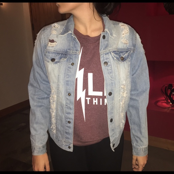 Lf Distressed Denim Jean Jacket