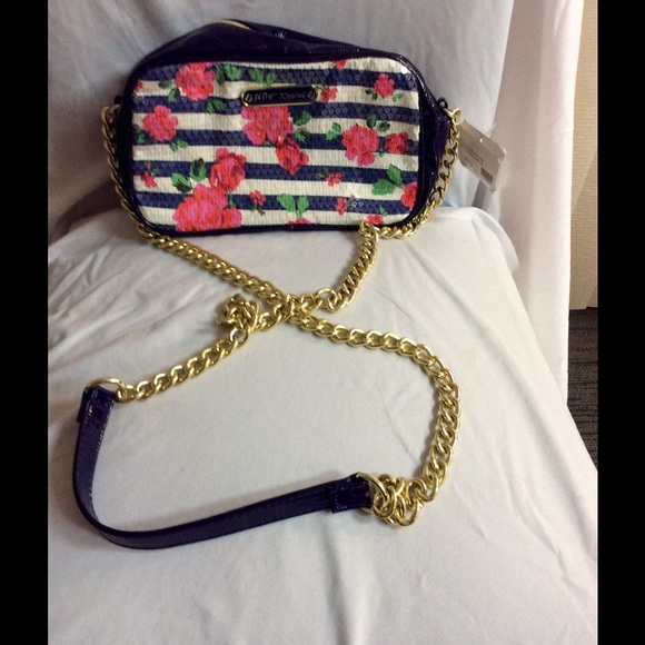 Betsey Johnson Navy & Pink Floral Cross Body