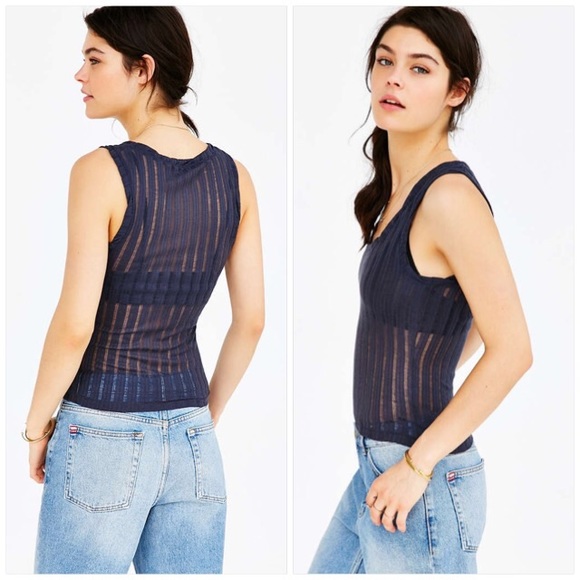 Out From Under Shadow Stripe Grey Tank - Picture 4 of 4