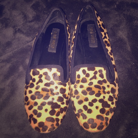 Calf hair leopard print loafers