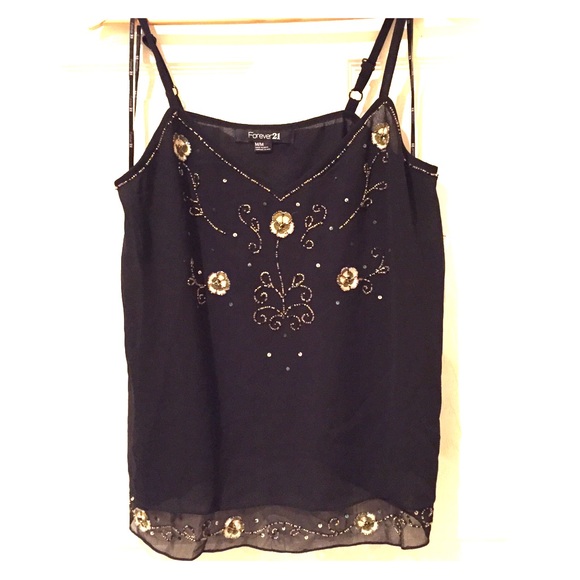 Forever 21 Tops - *swapped* Forever 21 top black sheer bead floral Forever 21 Tops - *swapped* Forever 21 top black sheer bead floral