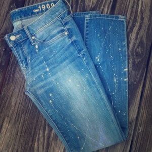 Gap 1969 Always Skinny Paint Splatter Jeans