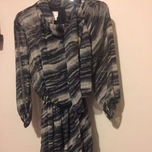 MSSP, polyester dress with scarf detail, XS