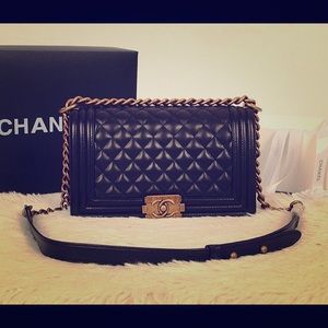 Lambskin Leboy gold hardware in medium size