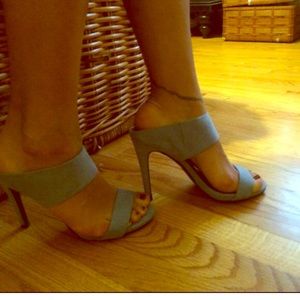 Periwinkle Suede Strap Mules