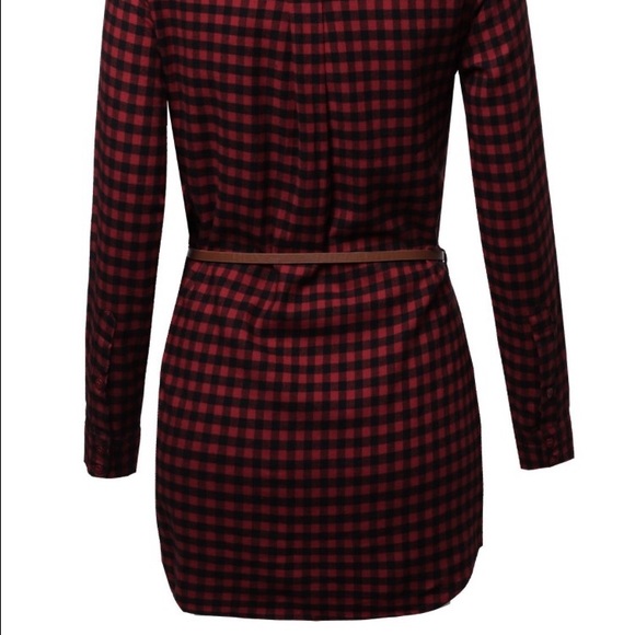 Flannel dress with belt - Picture 2 of 3