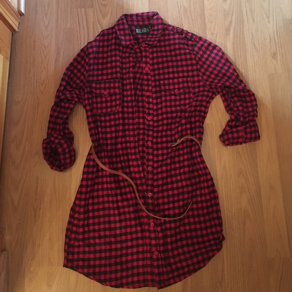 Flannel dress with belt - Picture 3 of 3