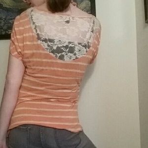 Orange Shirt With Lacy Back