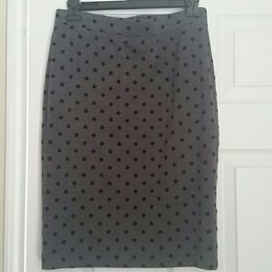 Elle gray and black polka dot skirt