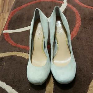 Jessica Simpson Suede beige heels